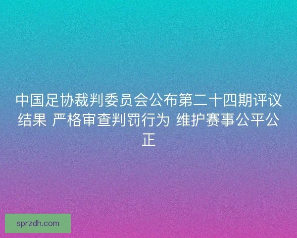 中国足协裁判委员会公布第二十四期评议结果 严格审查判罚行为 维护赛事公平公正